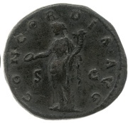 Sestertius - Faustina the Elder CONCORDIA AVG S C; Concordia, Rome, 138-141 reverse image