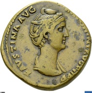 Sestertius - Faustina the Elder CONCORDIA AVG S C; Concordia obverse image