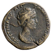 Sestertius - Faustina the Elder IVNONI REGINAE S C; Juno obverse image