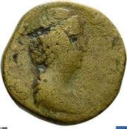 Sestertius - Faustina the Elder VESTA S C; Vesta obverse image