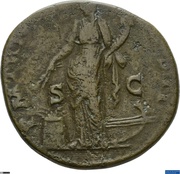 Sestertius - Antoninus Pius P M TR POT COS II S C; Annona, Rome, 139 reverse image