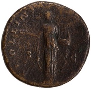 Sestertius - Antoninus Pius APOLLINI AVGVSTO S C; Apollo, Rome, 140-144 reverse image