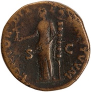 Sestertius - Antoninus Pius CONCORDIA EXERCITVVM S C; Concordia and Victory, Rome, 140-144 reverse image