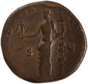 Sestertius - Antoninus Pius CONCORDIA EXERCITVVM S C; Concordia and Victory, Rome, 140-144 reverse image