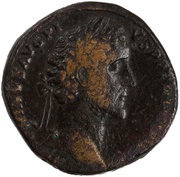 Sestertius - Antoninus Pius and Faustina the Elder CONCORDIAE S C obverse image