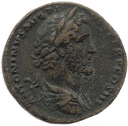 Sestertius - Antoninus Pius and Faustina the Elder CONCORDIAE S C obverse image