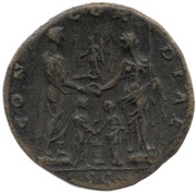 Sestertius - Antoninus Pius and Faustina the Elder CONCORDIAE S C, Rome, 140-144 reverse image