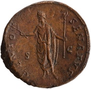 Sestertius - Antoninus Pius GENIO SENATVS S C; Genius, Rome, 140-144 reverse image