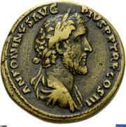 Sestertius - Antoninus Pius GENIO SENATVS S C; Genius obverse image