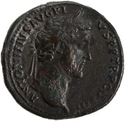 Sestertius - Antoninus Pius IOVI STATORI S C; Jupiter obverse image