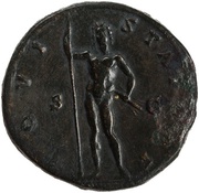 Sestertius - Antoninus Pius IOVI STATORI S C; Jupiter, Rome, 140-144 reverse image