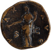 Sestertius - Antoninus Pius PAX AVG S C; Pax, Rome, 140-144 reverse image