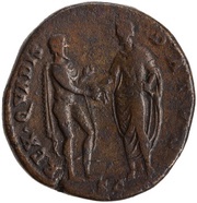 Sestertius - Antoninus Pius REX QVADIS DATVS S C, Rome, 140-144 reverse image