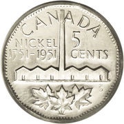 5 Cents - George VI Discovery of Nickel reverse image