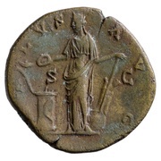 Sestertius - Antoninus Pius SALVS AVG S C; Salus, Rome, 140-144 reverse image