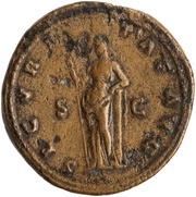 Sestertius - Antoninus Pius SECVRITAS AVG S C; Securitas, Rome, 140-144 reverse image