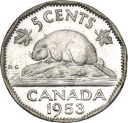 5 Cents - Elizabeth II 1st portrait, steel reverse image