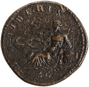 Sestertius - Antoninus Pius TIBERIS S C; Tiber, Rome, 140-144 reverse image