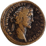 Sestertius - Antoninus Pius TIBERIS S C; Tiber obverse image