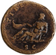 Sestertius - Antoninus Pius TIBERIS S C; Tiber, Rome, 140-144 reverse image