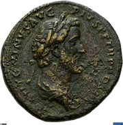 Sestertius - Antoninus Pius TIBERIS S C; Tiber obverse image