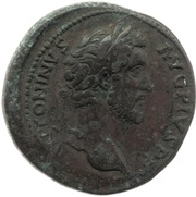 Sestertius - Antoninus Pius TR POT COS III S C; Janus obverse image