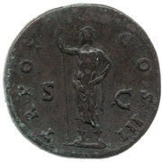 Sestertius - Antoninus Pius TR POT COS III S C; Janus, Rome, 140-144 reverse image