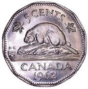 5 Cents - Elizabeth II 1st portrait, nickel reverse image