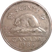 5 Cents - Elizabeth II 2nd portrait; Copper-nickel reverse image