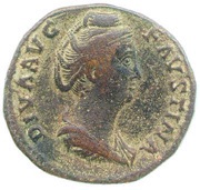 Sestertius - Faustina the Elder AETERNITAS S C; Vesta obverse image