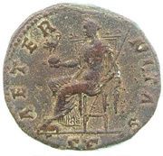 Sestertius - Faustina the Elder AETERNITAS S C; Vesta, Rome, 141 reverse image