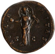 Sestertius - Faustina the Elder AETERNITAS S C; Aeternitas, Rome, 141 reverse image