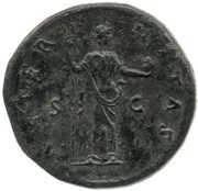 Sestertius - Faustina the Elder AETERNITAS S C; Providentia, Rome, 141 reverse image