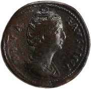 Sestertius - Faustina the Elder AETERNITAS S C obverse image