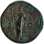 Sestertius - Faustina the Elder AVGVSTA S C; Vesta, Rome, 141 reverse image