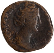 Sestertius - Faustina the Elder AVGVSTA S C; Vesta obverse image