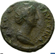 Sestertius - Faustina the Elder CONSECRATIO S C; Vesta obverse image