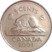 5 Cents - Elizabeth II 3rd portrait; magnetic reverse image
