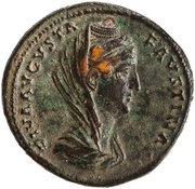 Sestertius - Faustina the Elder EX S C obverse image