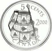 5 Cents - Elizabeth II French-Canadian Regiment, Canada, 2000 reverse image