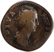 Sestertius - Faustina the Elder IVNO S C; Juno obverse image