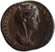 Sestertius - Faustina the Elder MATRI DEVM SALVTARI S C; Cybele obverse image