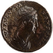 Sestertius - Faustina the Elder PIETAS AVG S C; Pietas obverse image