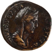 Sestertius - Faustina the Elder PIETAS AVG S C; Pietas obverse image