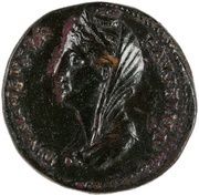 Sestertius - Faustina the Elder PIETAS AVG S C; Pietas obverse image