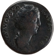 Sestertius - Faustina the Elder PIETAS AVG S C obverse image