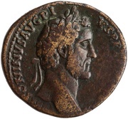 Sestertius - Antoninus Pius IMPERATOR II BRITAN S C; Victory obverse image
