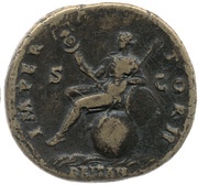 Sestertius - Antoninus Pius IMPERATOR II BRITAN S C; Britannia, Rome, 143-144 reverse image