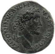 Sestertius - Antoninus Pius DES IIII S C; Salus obverse image