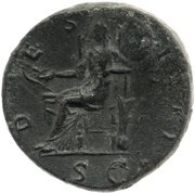 Sestertius - Antoninus Pius DES IIII S C; Salus, Rome, 144 reverse image